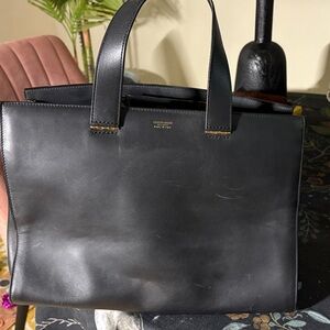 Giorgio Armani Black Leather Tote Bag